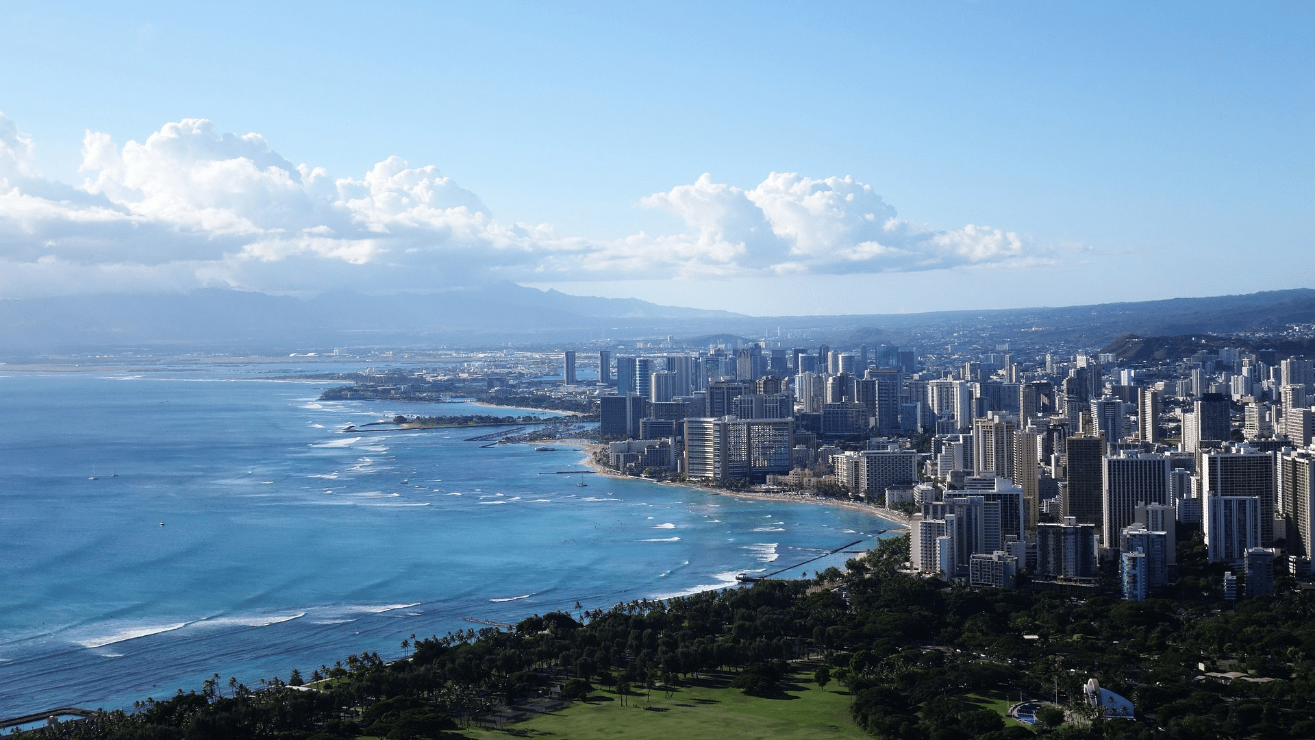 Oahu Hawaii Diamond Head Aussicht Stadt