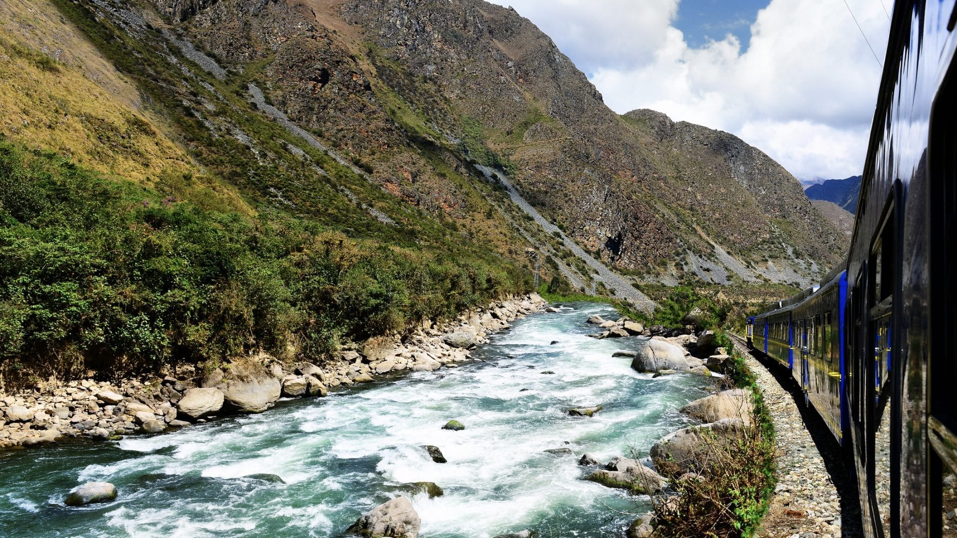 Peruvian Train To Machu Picchu Along The Urubamba River