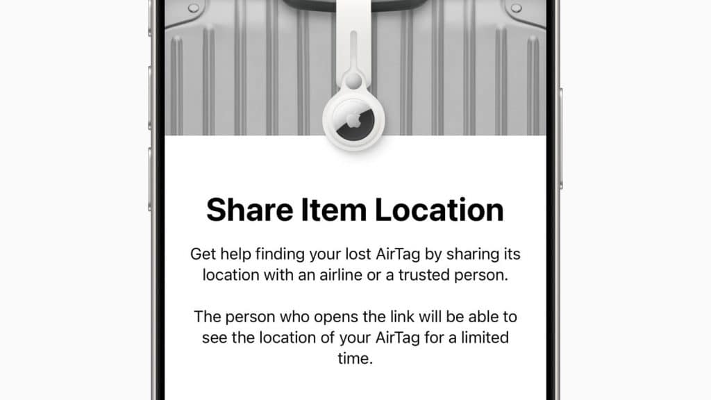 Apple Share Item Location Find My AirTag