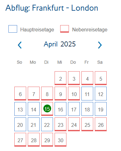 BA Kalender Haupt Und Nebenreisetage Beispiel FRA LHR 1