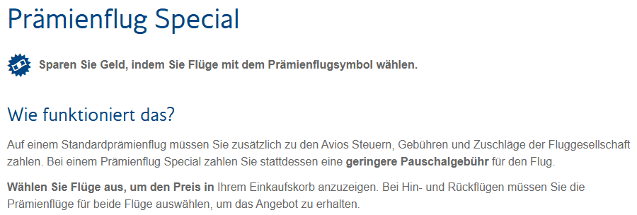 BA Prämenflug Special Nebenreisezeit