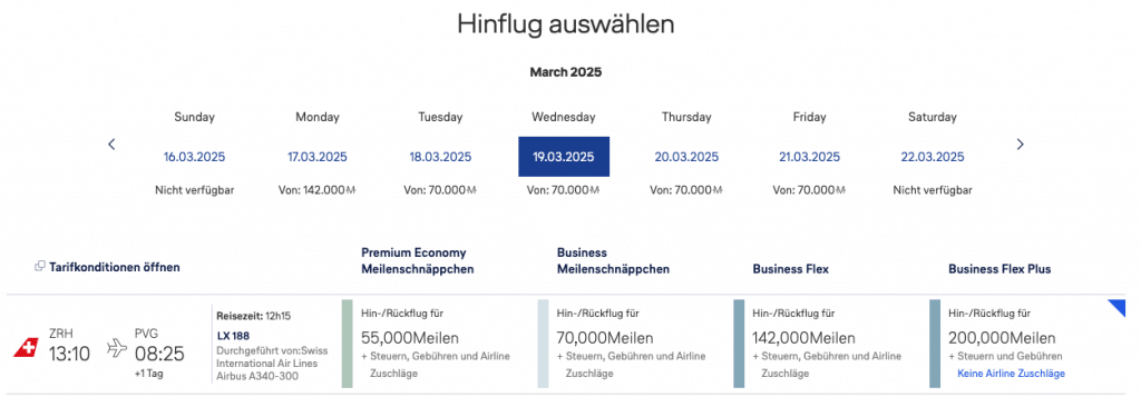 Verfürgbarkeiten Meilenschnäppchen Miles&More suche 