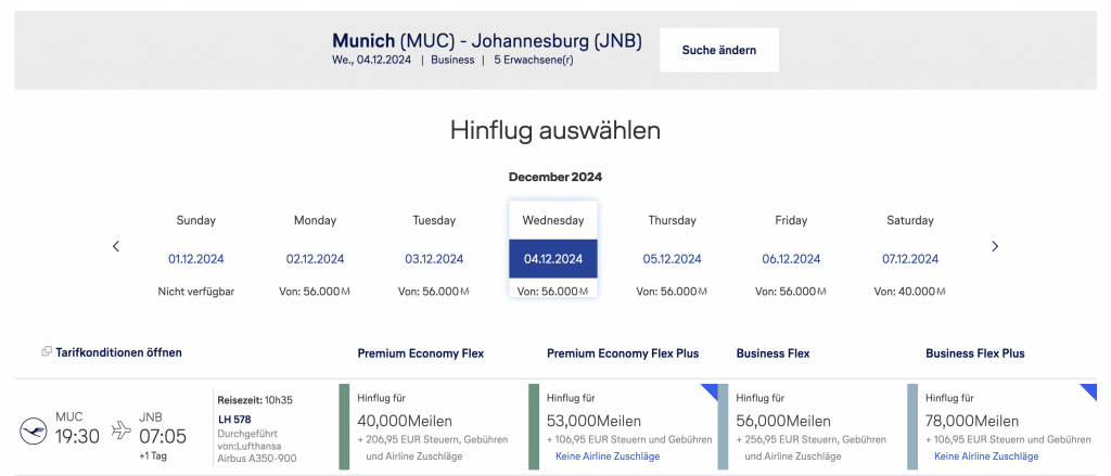 MUC – JNB