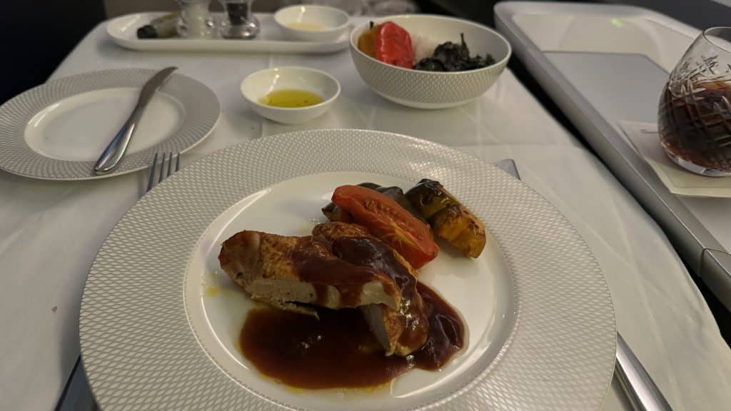 British Airways First Class Airbus A380 Hauptspeise