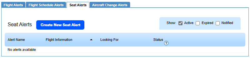 ExpertFlyer Seat Alerts