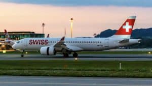 Swiss Airbus A220 300 Airplane Zurich Airport In Switzerland