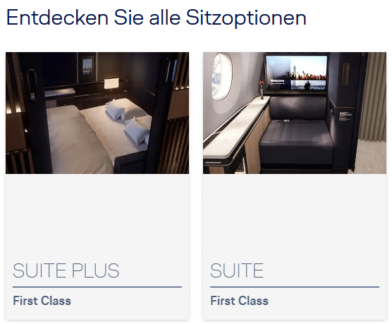 Lufthansa First Class Sitzoptionen