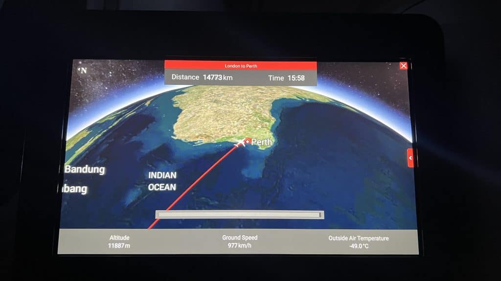 Qantas Business Class Boeing 787 Moving Map