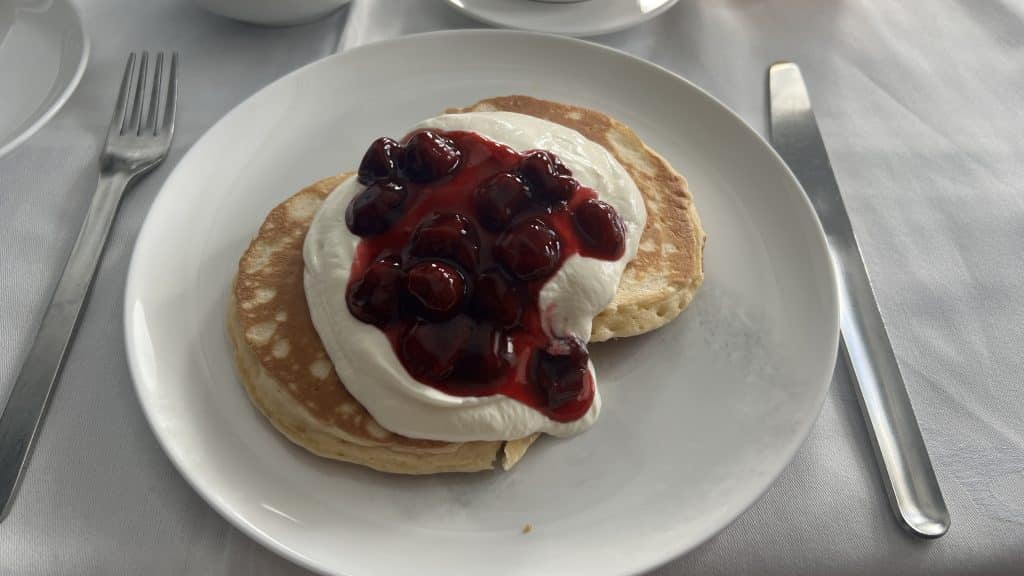 Qantas first class a380 Pancakes