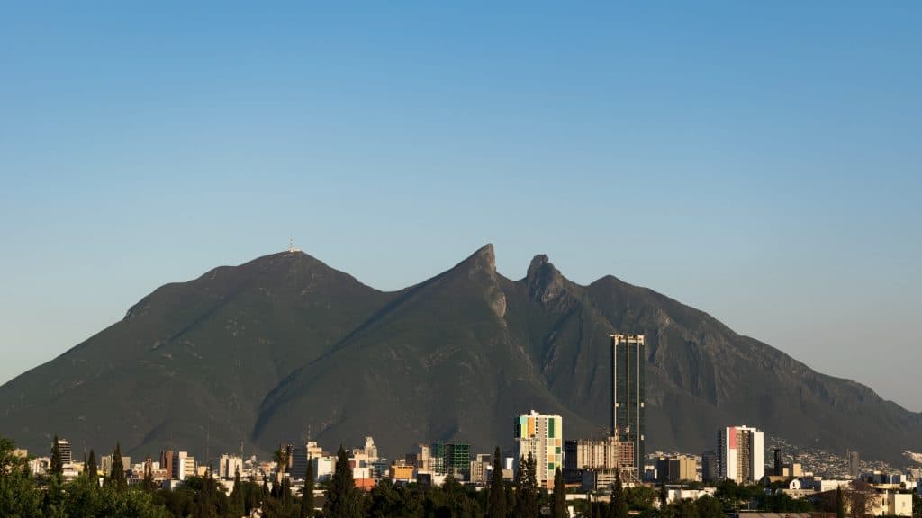 Cerro De La Silla Panorama In Monterrey, Mexico On A Clear Blue Day