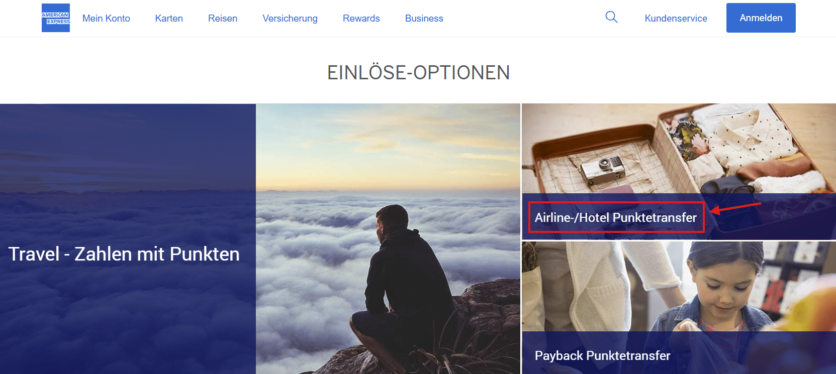 Amex Portal Membership Rewards Airline Punktetransfer Auswahl