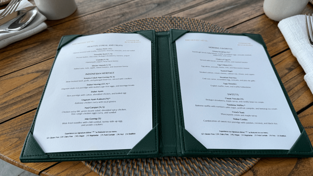 Umana Bali Fruehstueckskarte