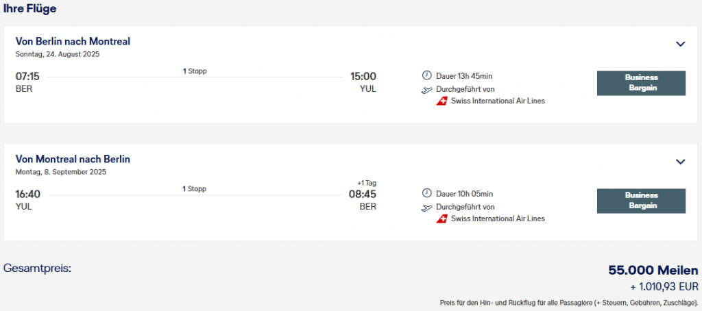 LX MS Mai 2025 BER YUL Business