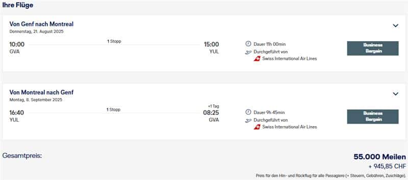 LX MS Mai 2025 GVA YUL Business