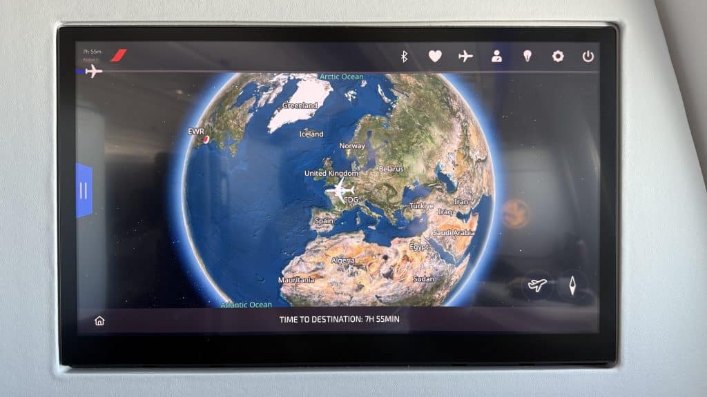 Air France Business Class Airbus A350 Bildschirm