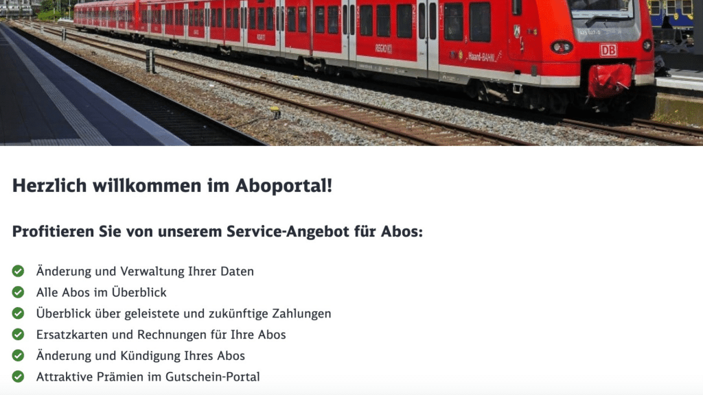 Das Aboportal Der Deutschen Bahn im Internet