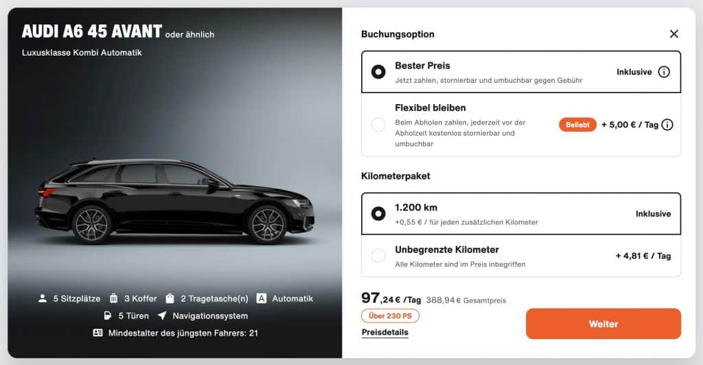 Die SIXT Fahrzeugauswahl