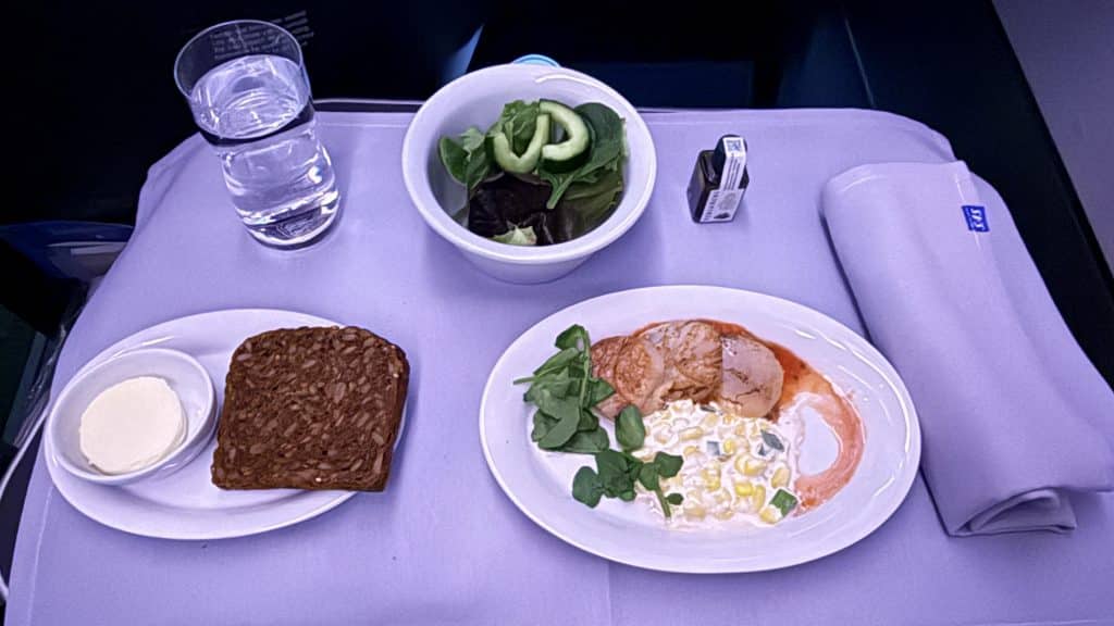 Sas Business Class Airbus A330 Vorspeise Serviert Mit Salat