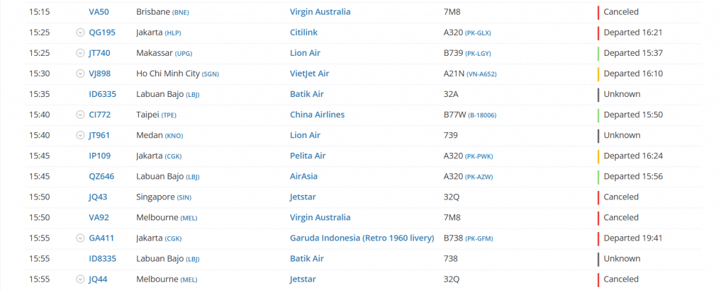 Flughafen Bali Vulkanausbruch Flugstreichungen