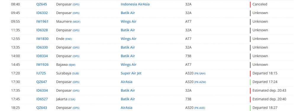 Flughafen Labuan Bajo Vulkanausbruch Flightradar