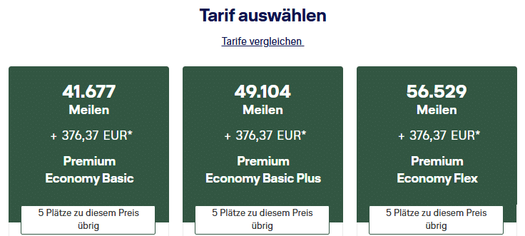 Tarifklassen Interkonti LH Flexibel PremEco