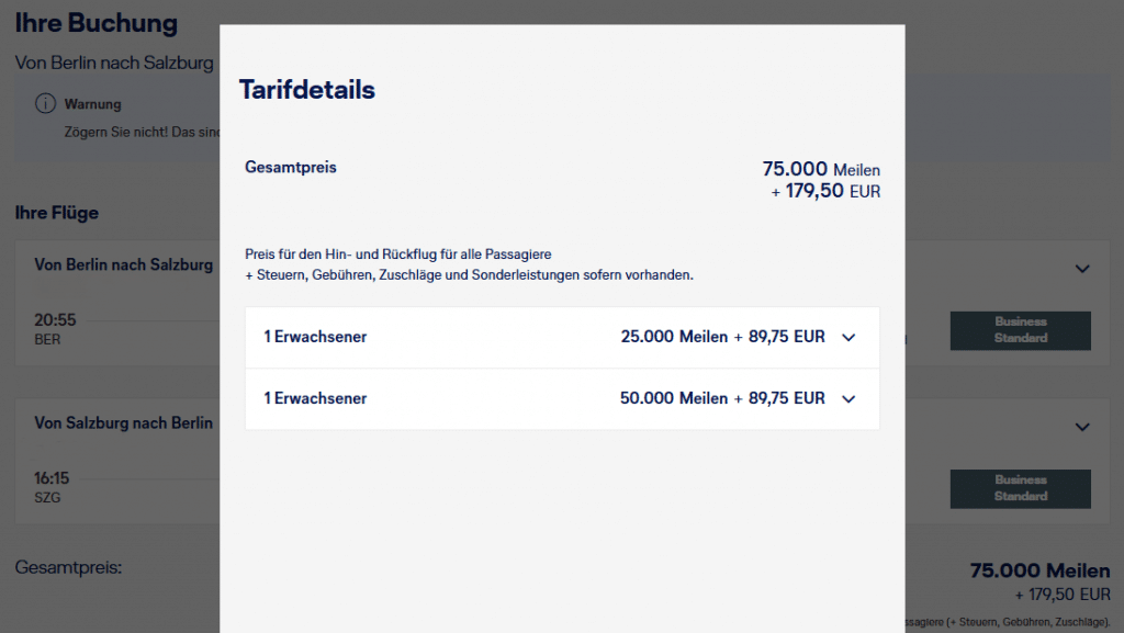 Award Flight Companion BER SZG Business Eurowings