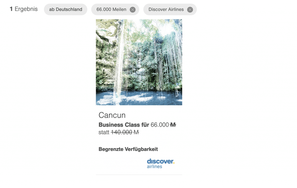 Cancun Meilenschnäppchen Discover Airlines Juli