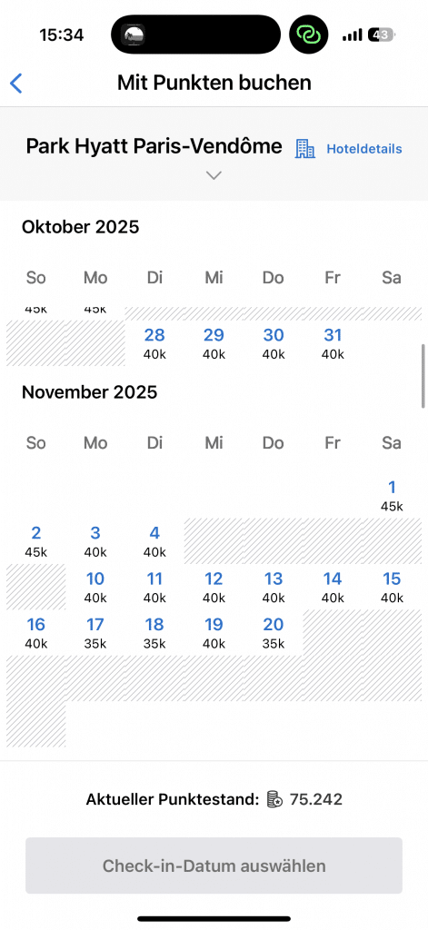 Hyatt Award Kalender