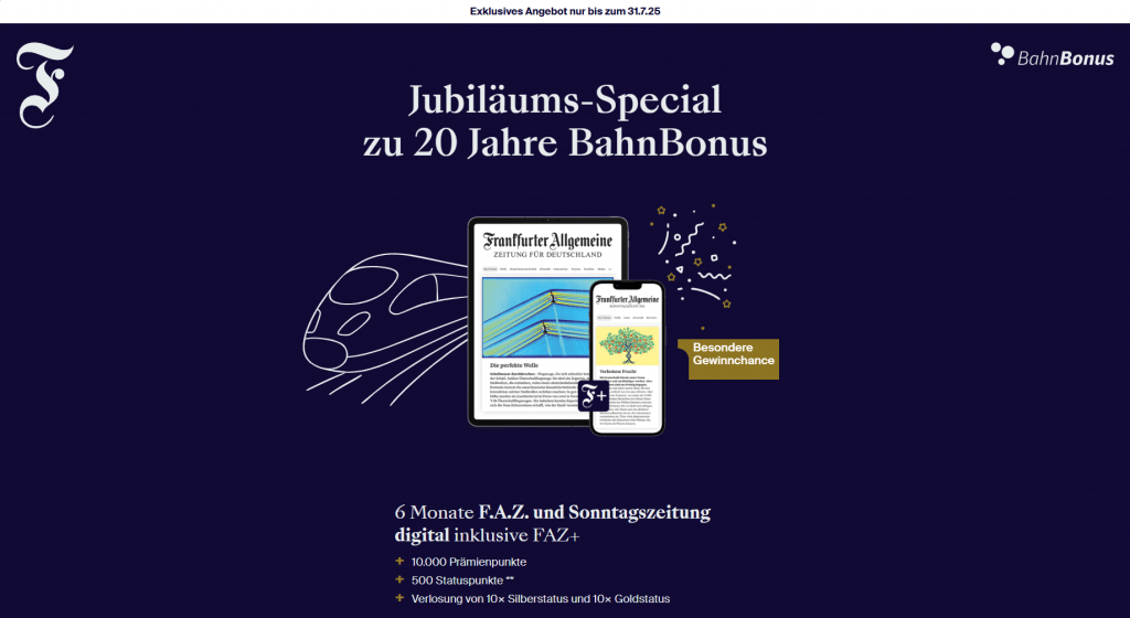 Jubilaeums Special BahnBonus Und FAZ Juli 2025