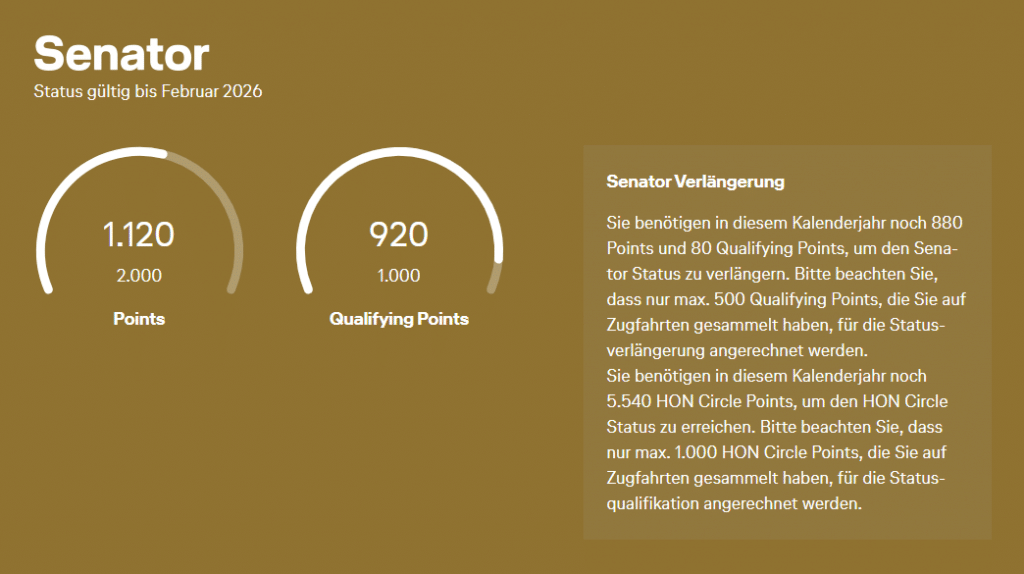 Lufthansa Senator Status Qualifikation Screenshot