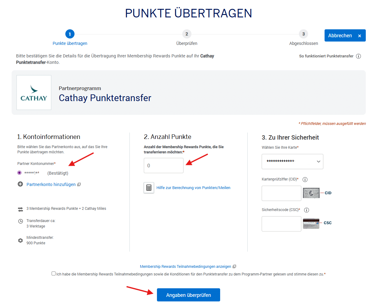 Amex Punkte übertragen Beispiel Cathay Gekennzeichnet