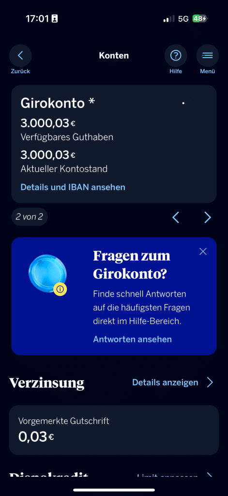 BBVA Girokonto Uebersicht