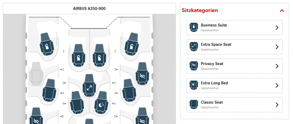 Beispiel Flug ZRH BOS Sitzplazreservierung SWISS Senses