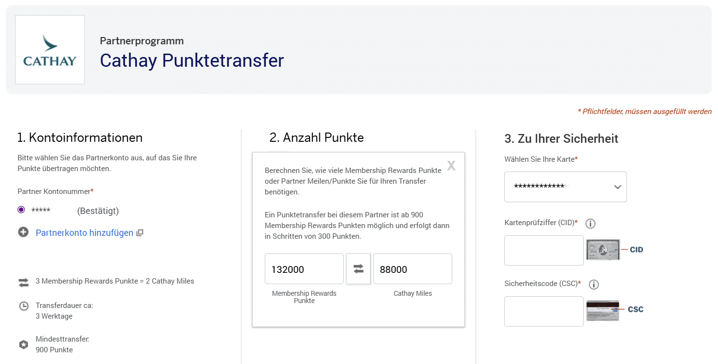 Cathay Asia Miles Punktetransfer Beispiel FRA HKG Award Flight Business
