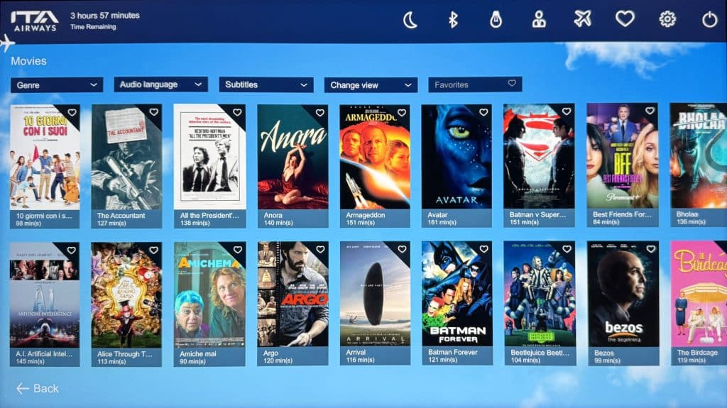 ITA Airways Airbus A321neo Business Class Entertainment