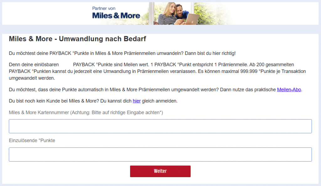 Miles More Umwandlung Nach Bedarf
