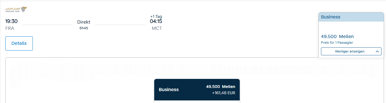 Oman Air FRA MCT Flying Blue