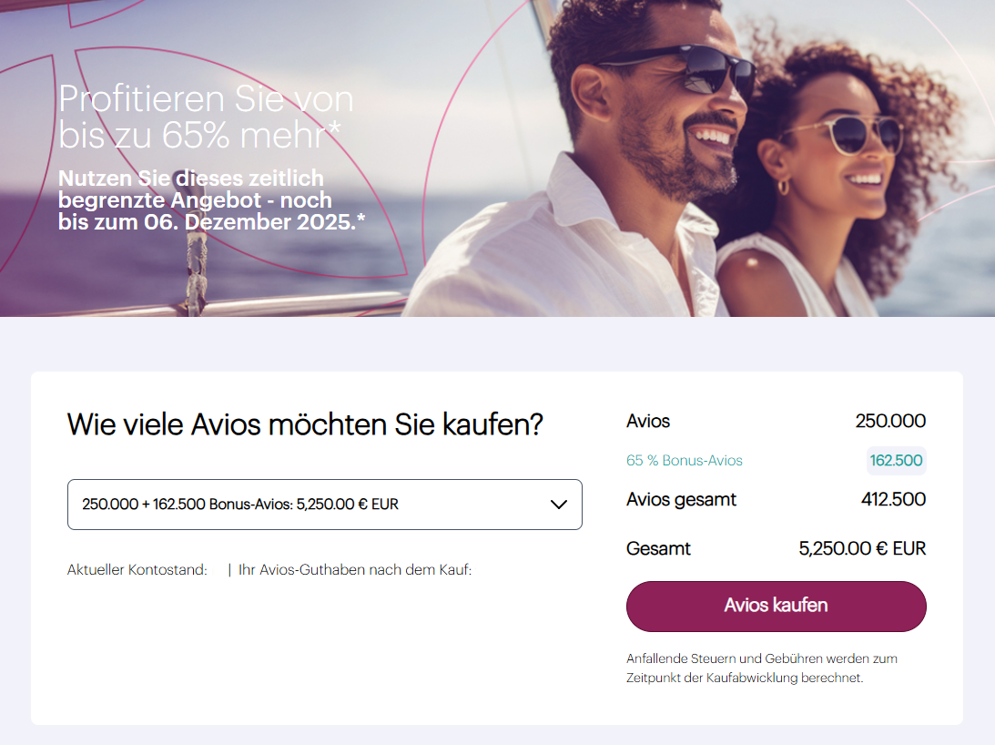 Qatar Airways Bonus Avios 65 Prozent Dezember 2025