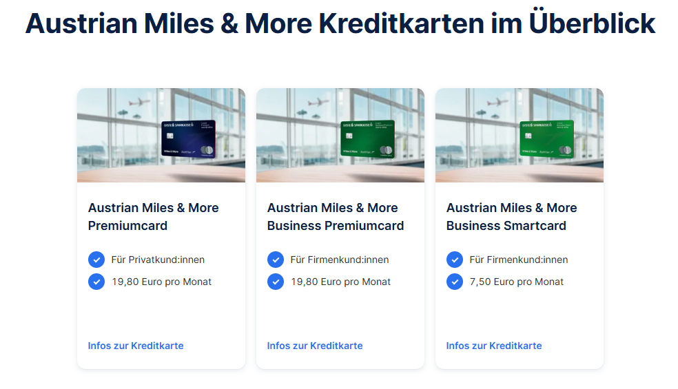 Austrian Miles & More Kreditkarten Ab 2026