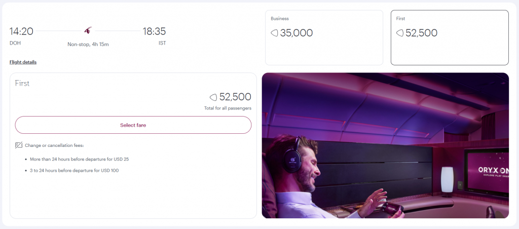 Award Flight DOH IST First Class Qatar Club 1