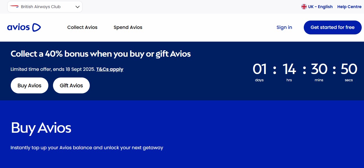 BA Club Avios Bonus September 2025 Last Call