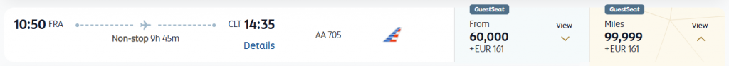 Etihad Guest Award Flight FRA CLT Business Class American Airlines