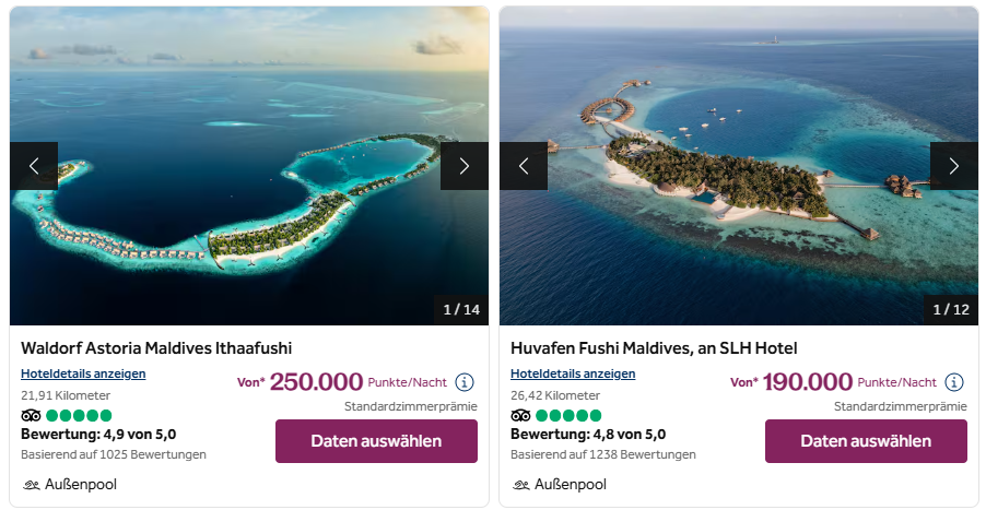 Hilton Group Malediven Punkte Preise