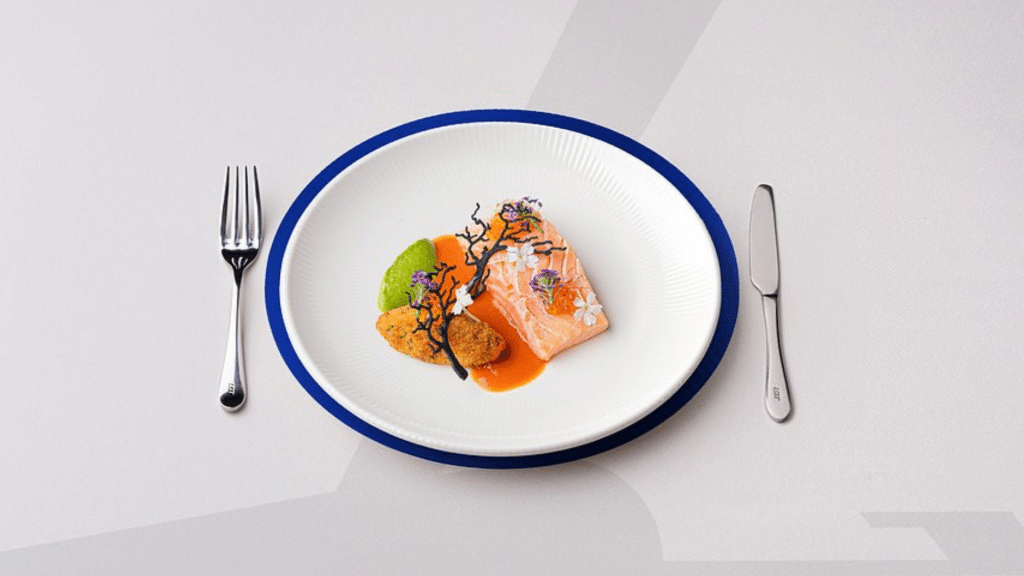 Lachs Shrimps Kroketten LOT Business Class