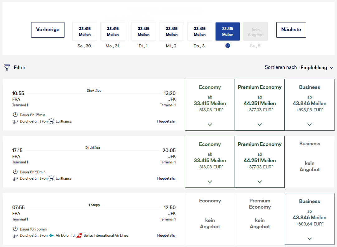 Miles More Verfuegbarkeiten Award Flights