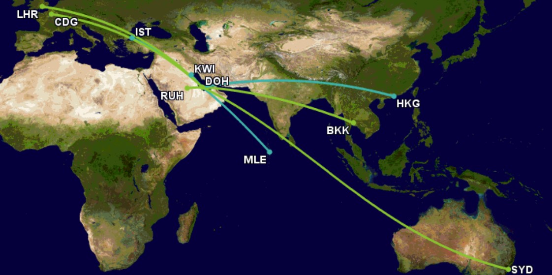 Qatar First Class Routes Stand Sep 2025