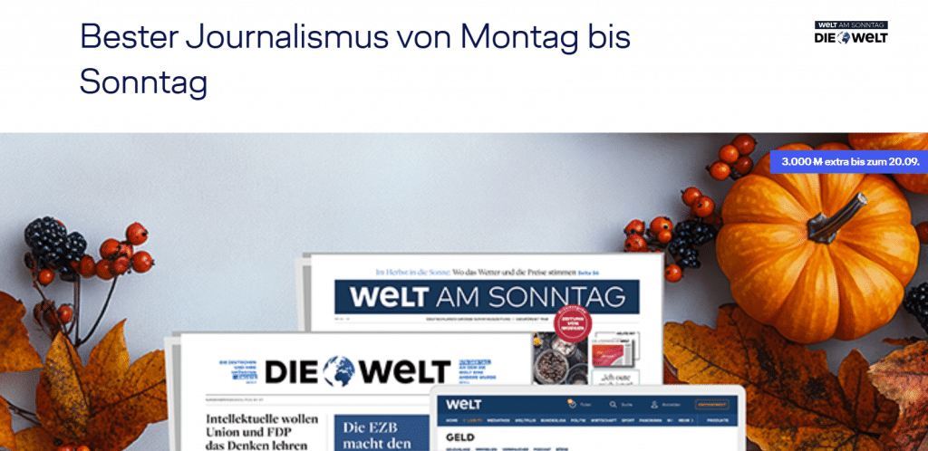 WELT Am Sonntag Aktion Miles More September 2025 Extra Meilen