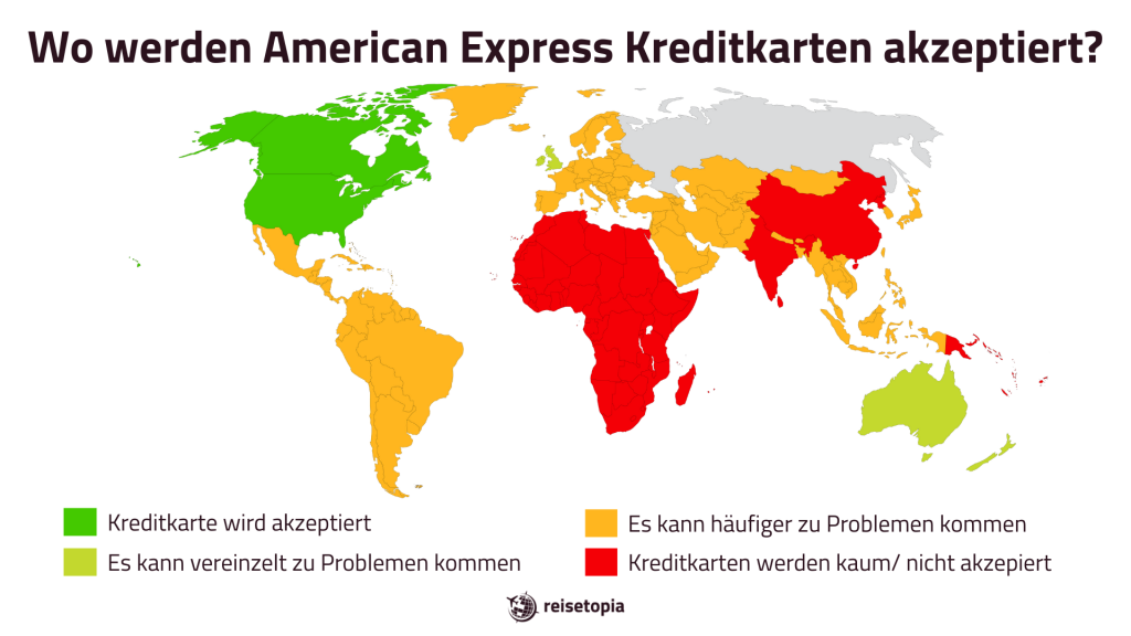 American Express Kreditkarten Akzeptanz Reisetopia Grafik