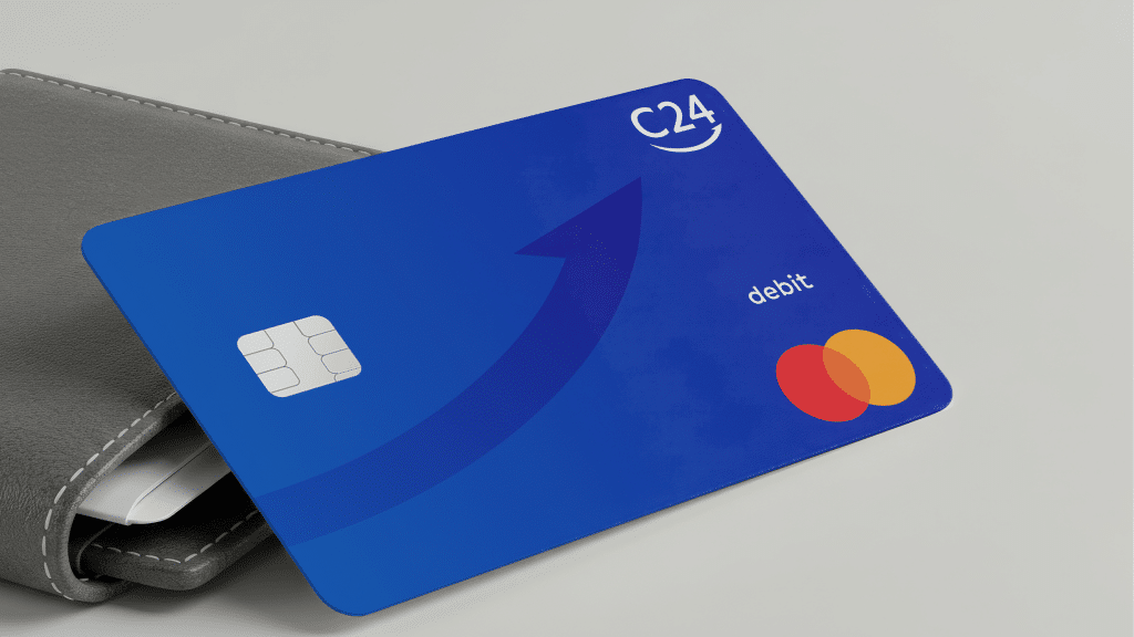 C24 Debitkarte blau mit Geldbeutel