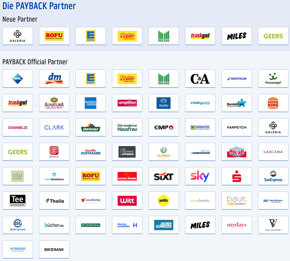 Neue Payback Partner